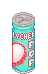 A thin sky blue can with a lychee printed on the side