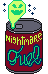 A red can with a ghost coming out of it. The label reads Nightmare Fuel