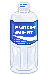 A white bottle with a blue label.